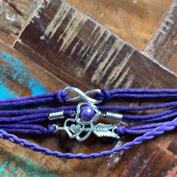 $10 or 2/$15 PURPLE CHORDED LOVE BRACELET - Picture 2 of 3